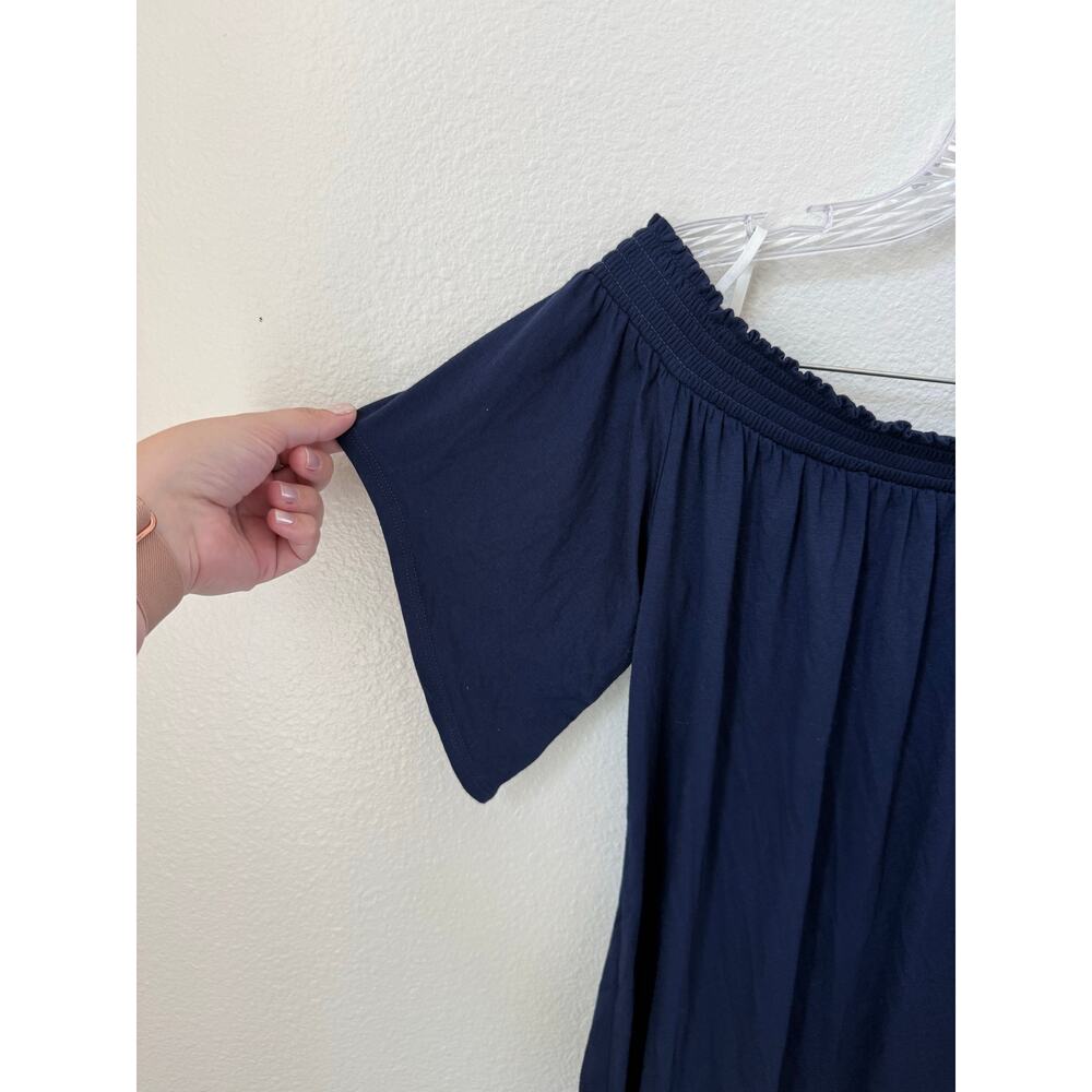 Lilly Pulitzer Almeria Off The Shoulder Navy Top Size Medium - Picture 3 of 6